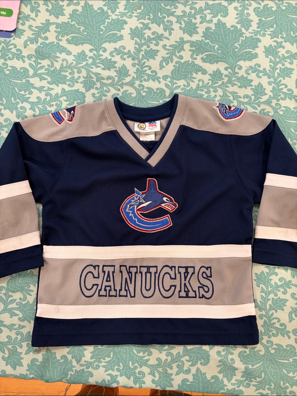 NHL Canucks Navy and Gray Kids Hockey Jersey